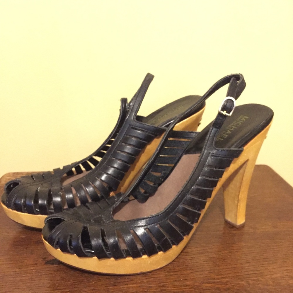 Michael Kors wooden/leather heels